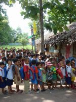 Children of Myanmar laborers about to sing the national anthem 

Report
Date Taken: August 25, 2010
Place: Officially listed learning center: Mae Sot in Tak province, Thailand
Taken by: Nobpaon Rabibhadana